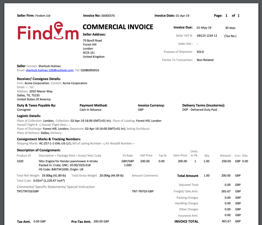 What is a Commercial Invoice