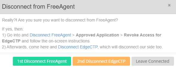 Disconnect FreeAgent from EdgeCTP