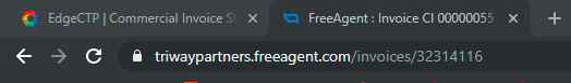 Close FreeAgent browser tab and return to EdgeCTP