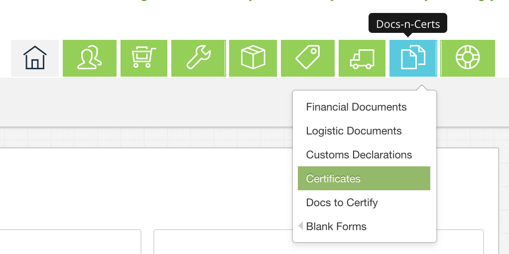 EdgeCTP Certificates Menu