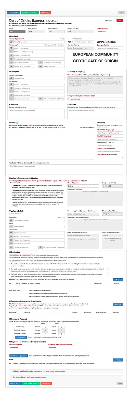 Online EC Certificate Of Origin in EdgeCERTS