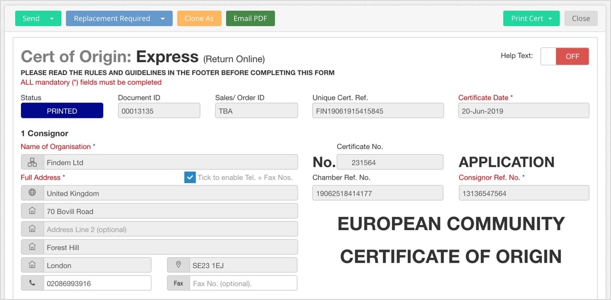 EdgeCTP Certificate of Origin