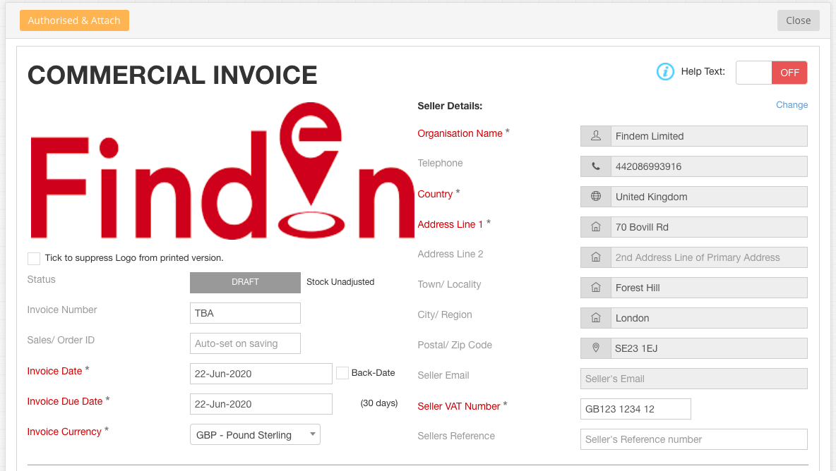 Commercial Invoice-view