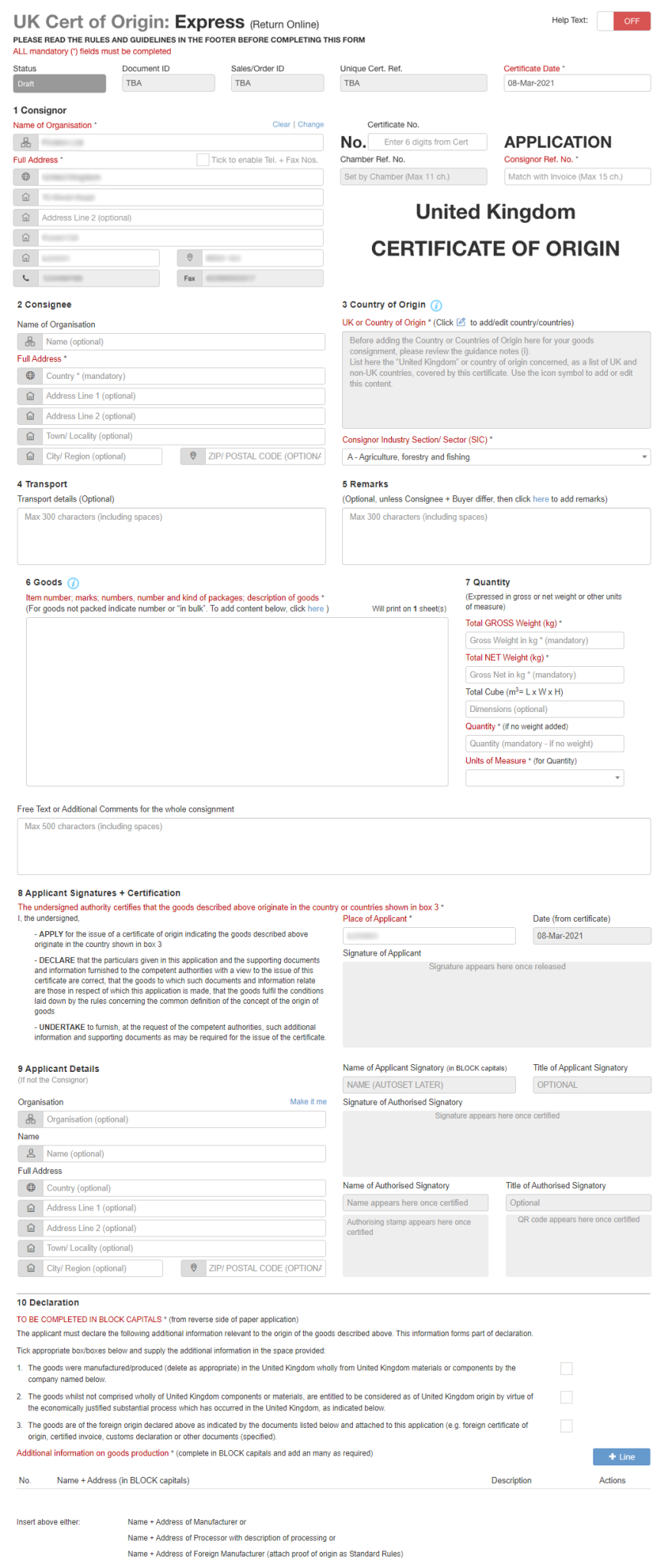 How To Create a UK Certificate of Origin Using EdgeCTP