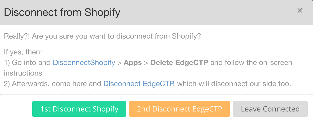 Disconnect Shopify